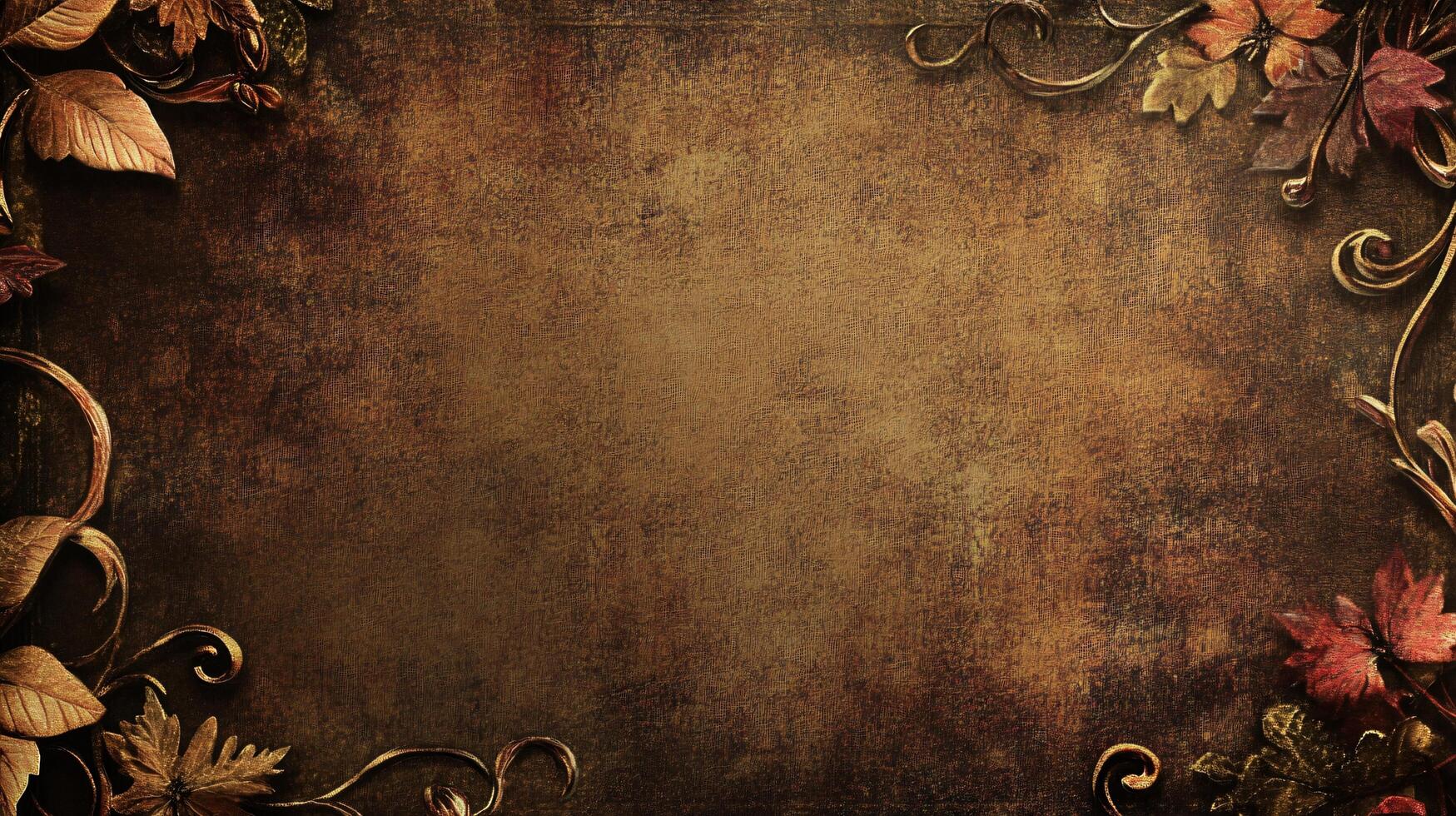 Antique textured floral border with rustic appearance photo