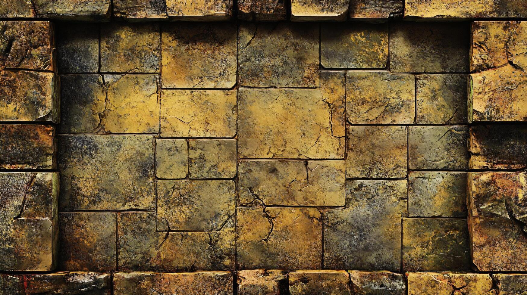 Stone brick textured background in earthy yellow tones photo