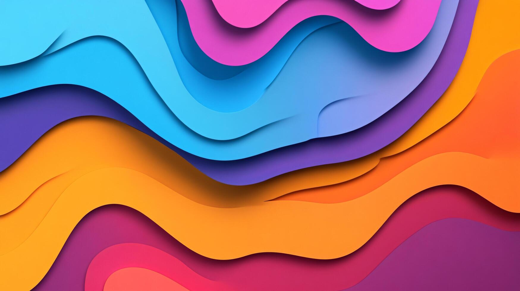 Colorful abstract waves in layered paper art style. photo