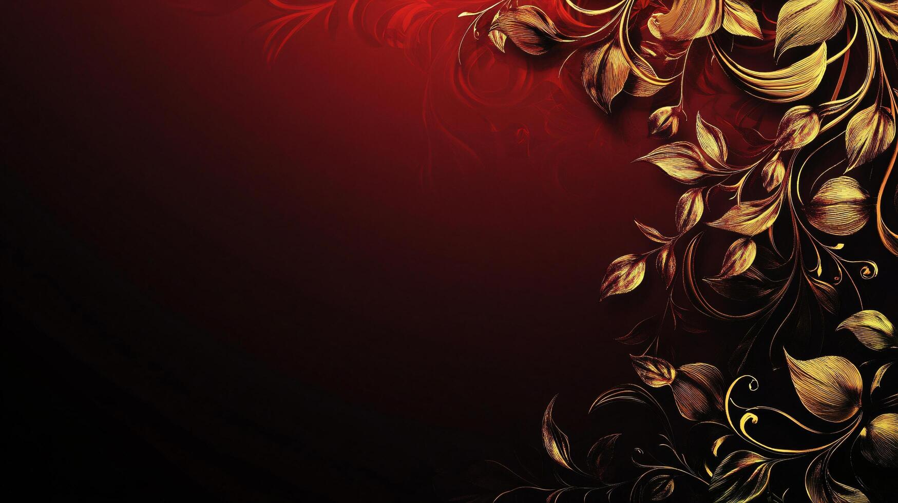 Elegant red and gold floral design on a dark background photo
