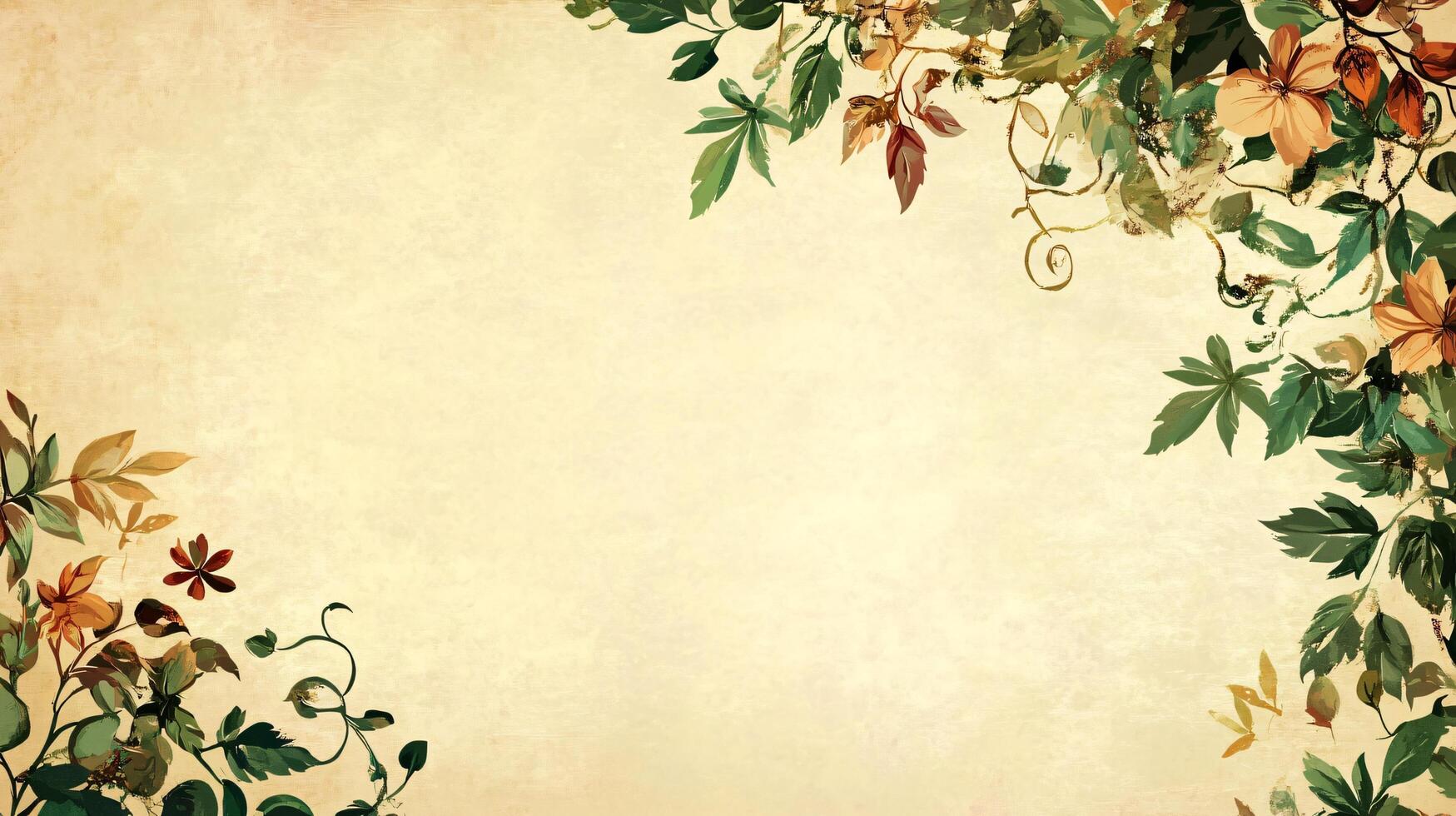 Soft floral patterns frame beige paper art backdrop photo