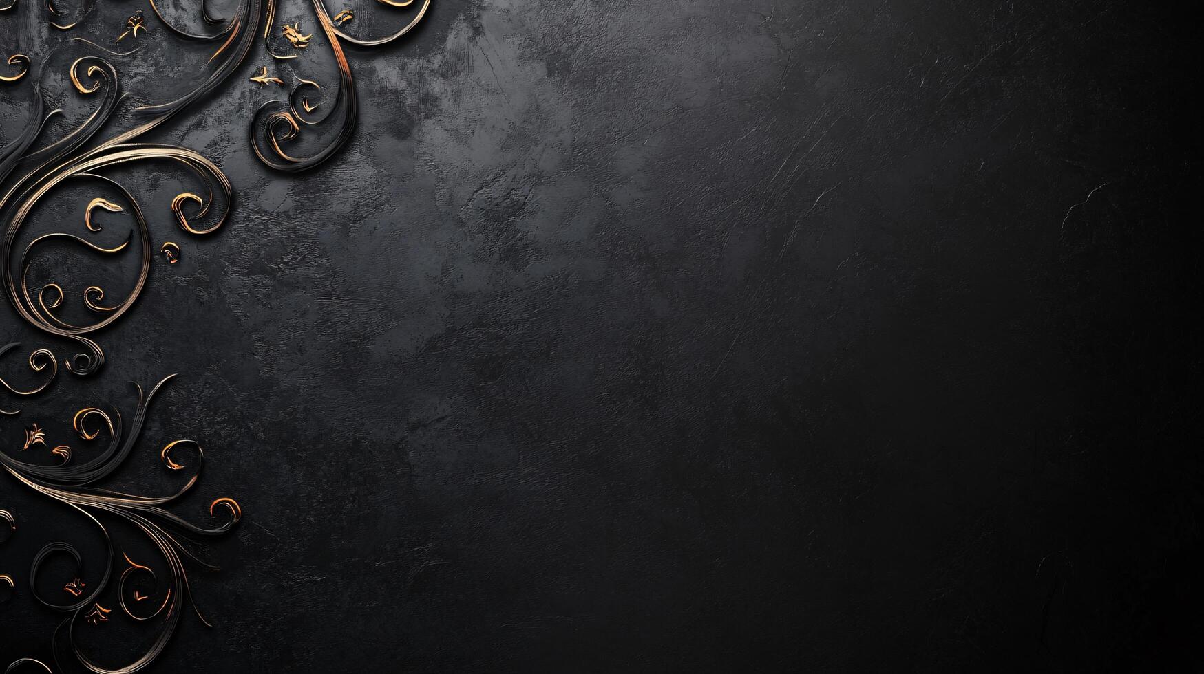 Elegant black background with intricate swirl design photo