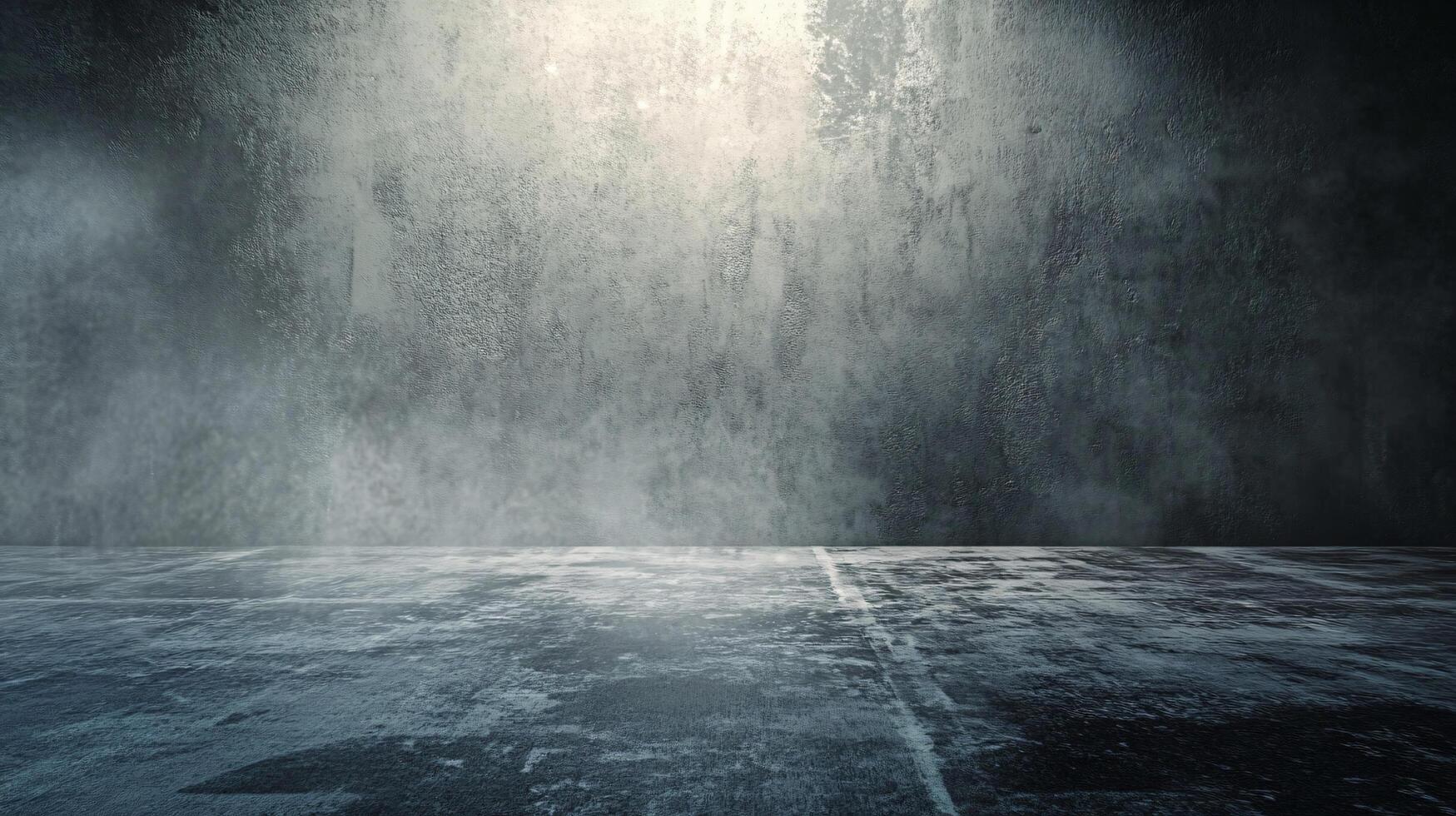 Moody concrete wall with misty atmosphere and light. photo
