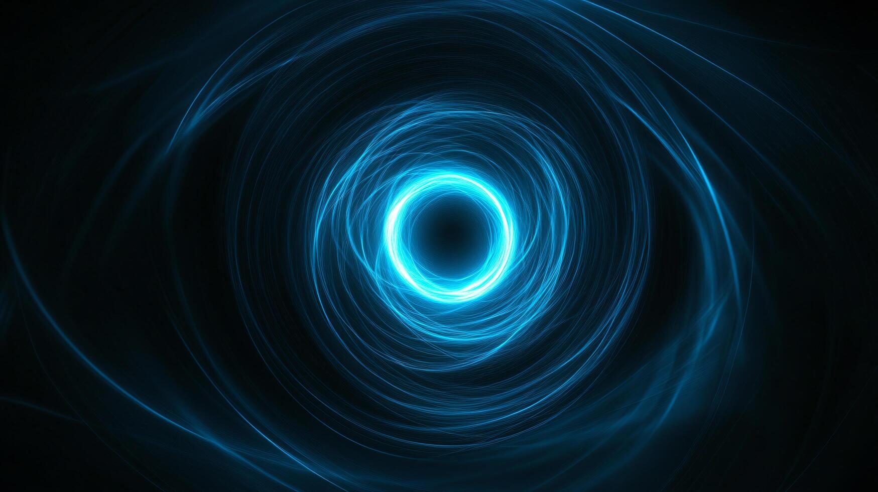 Circular glowing portal of light energy in darkness photo