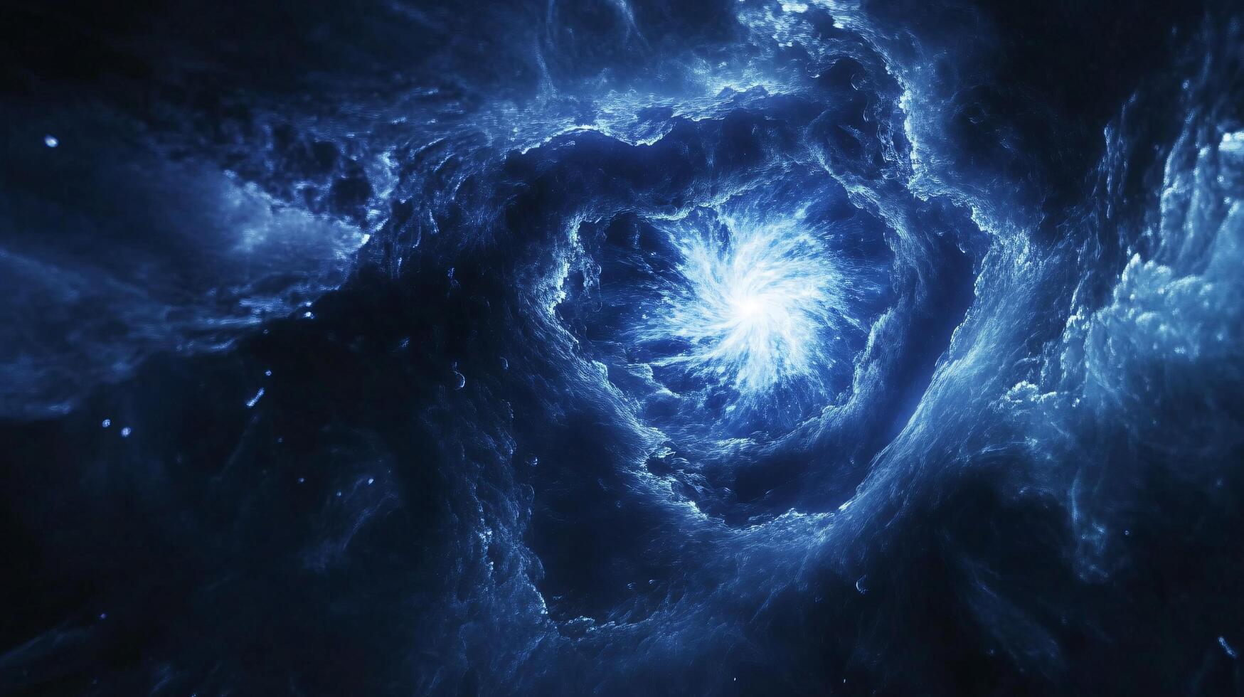 Swirling blue vortex glowing in cosmic dream-like sky photo
