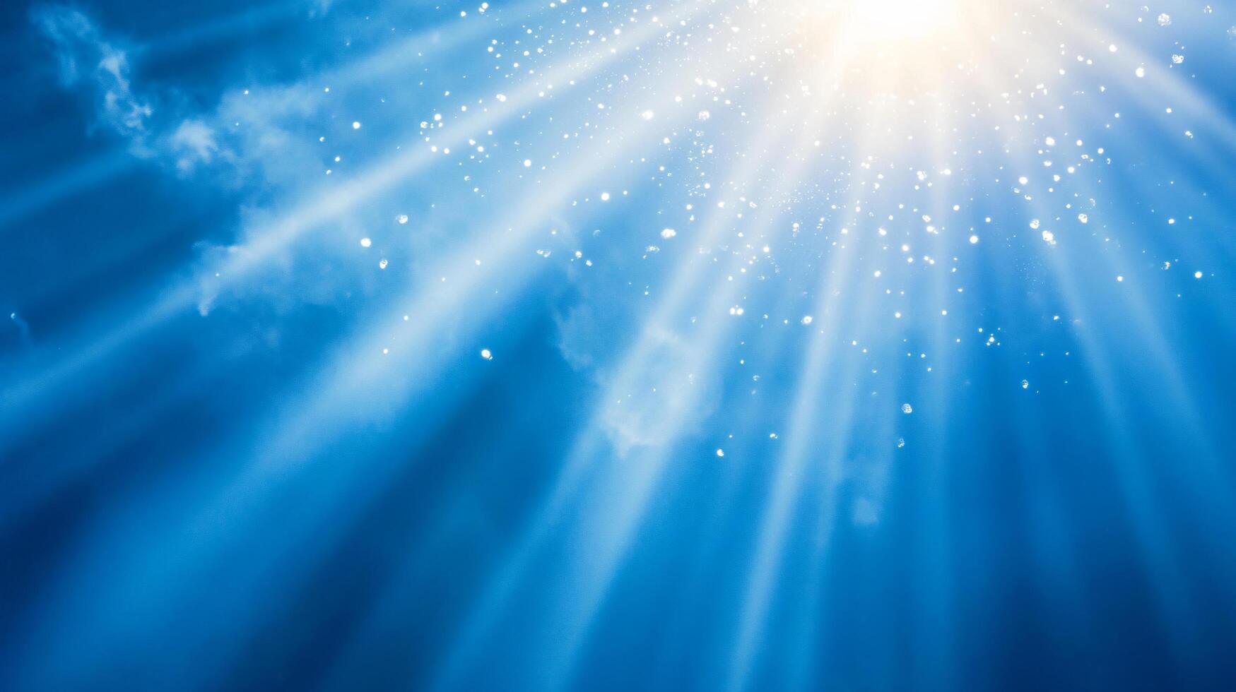 Sunlight beams breaking through sky with scattered stars photo