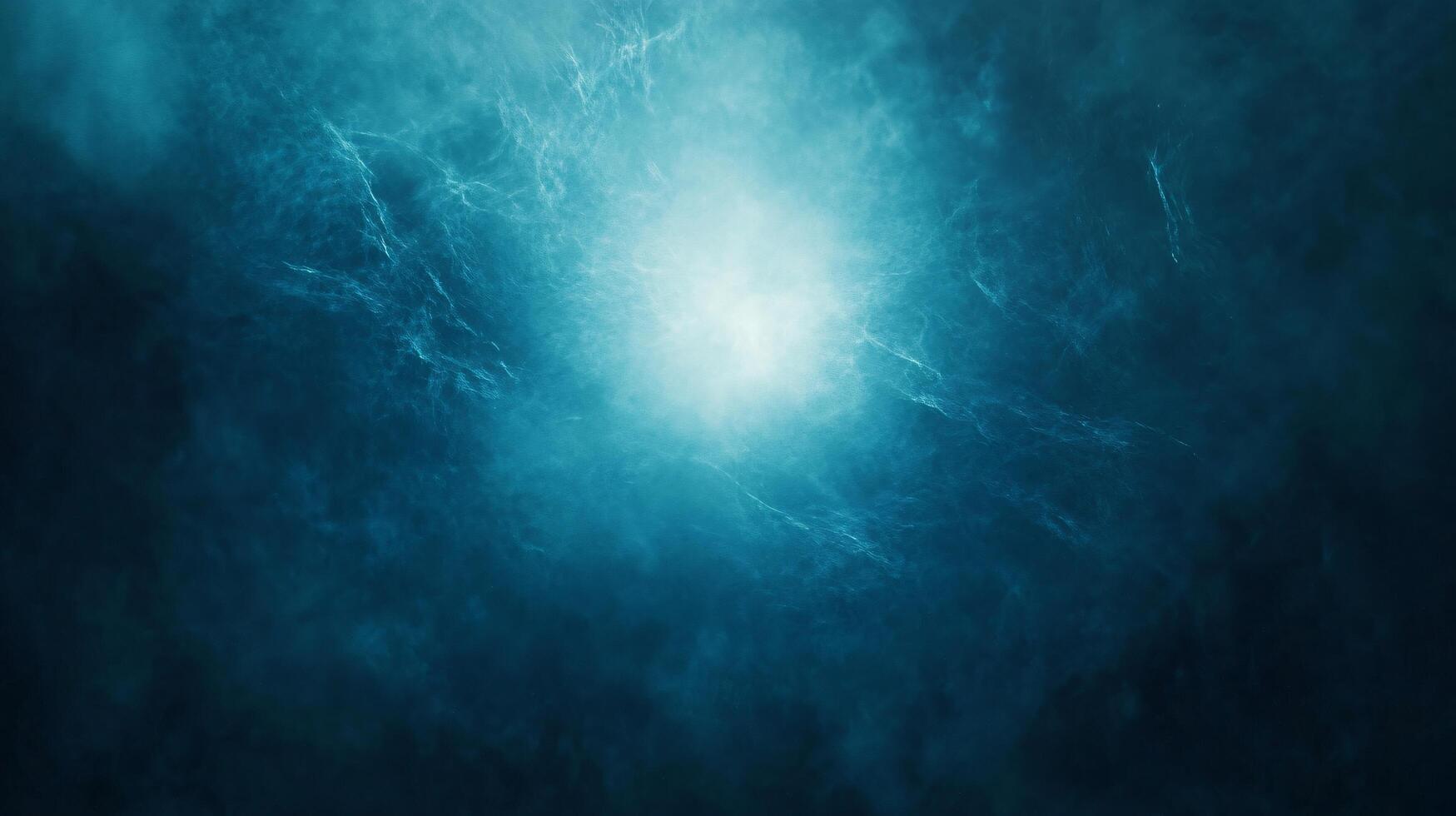 Bright glowing blue abstract cloud in deep space photo