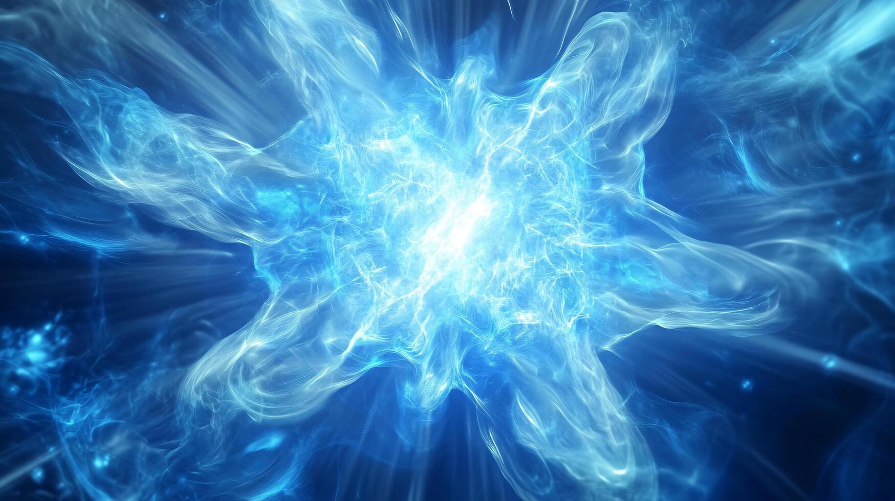 Radiant starburst pattern glows with blue energy photo