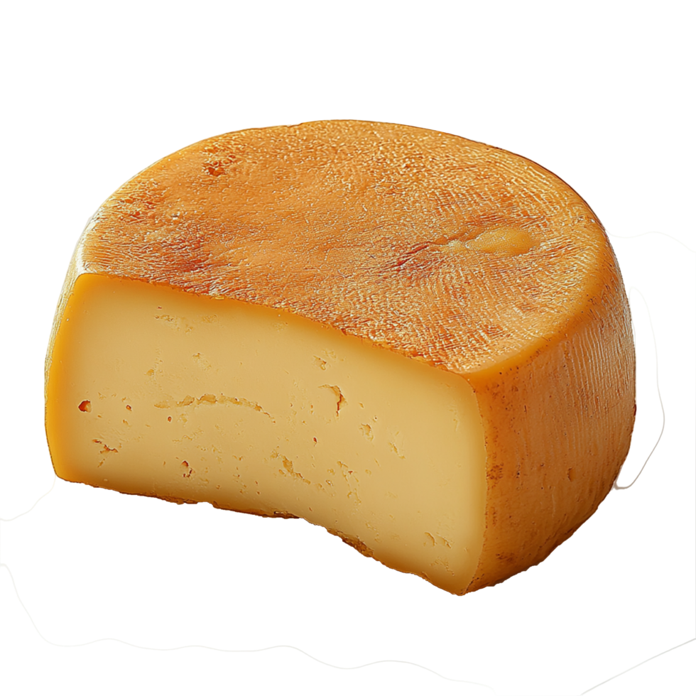 Smooth Semi-Hard Cheese Block with Natural Rind and Creamy Texture png