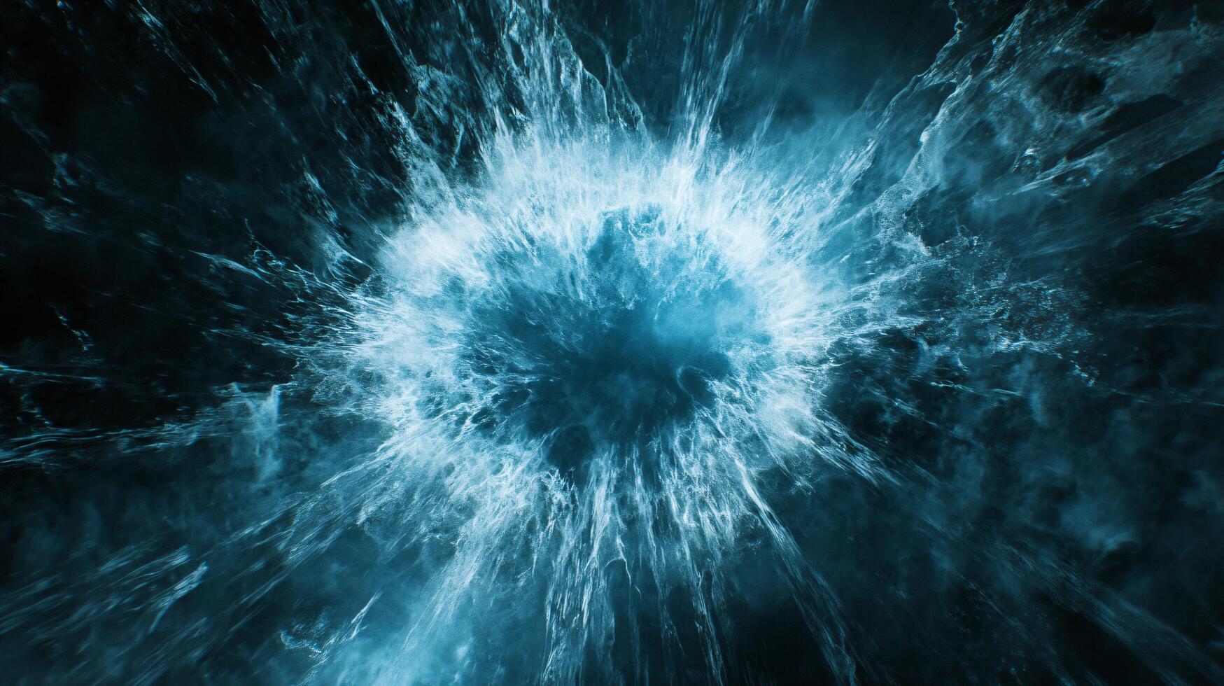 Blue explosion with radiant energy and dynamic flow photo