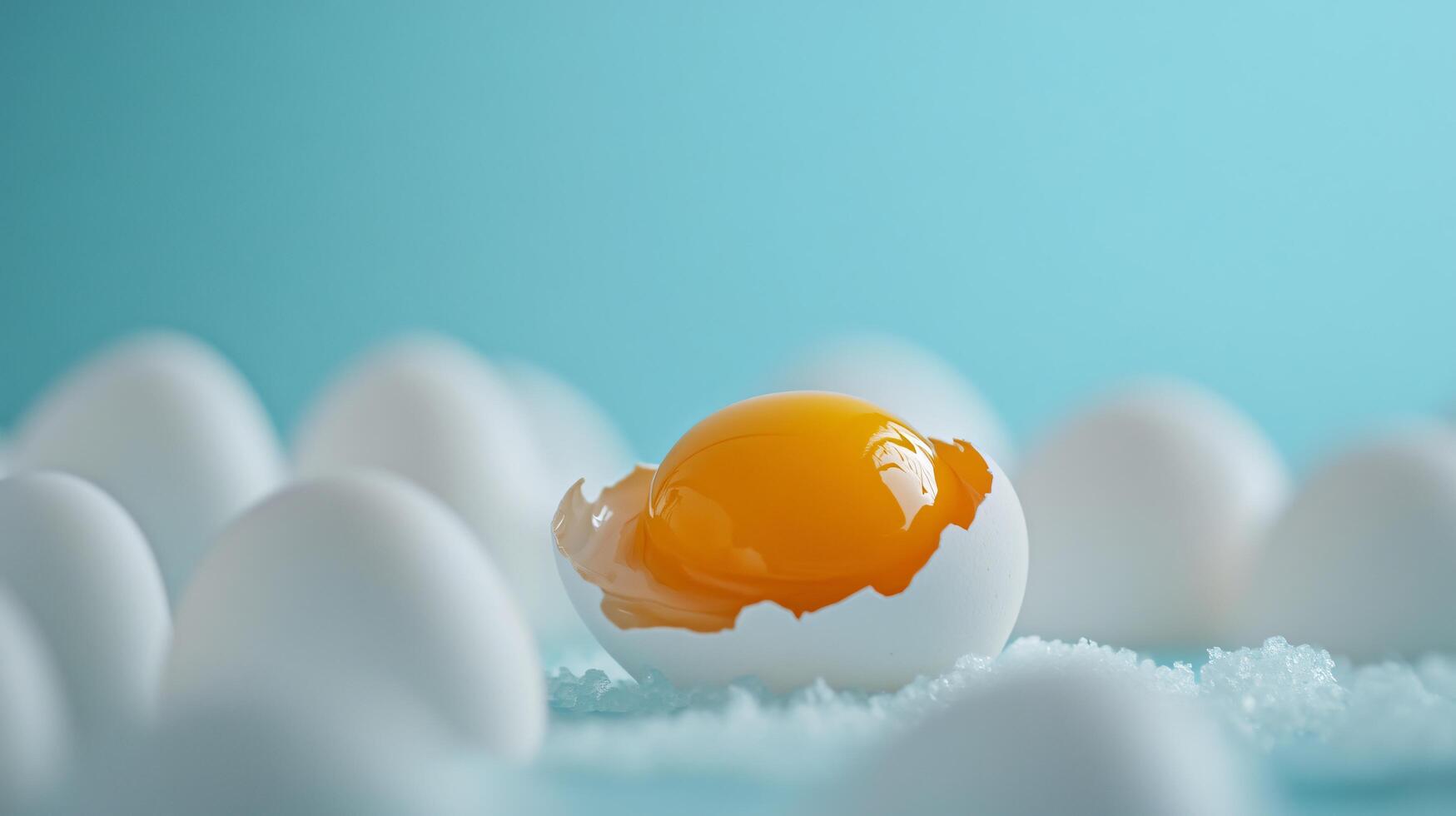 Fresh egg yolk with shells on a colorful background. photo
