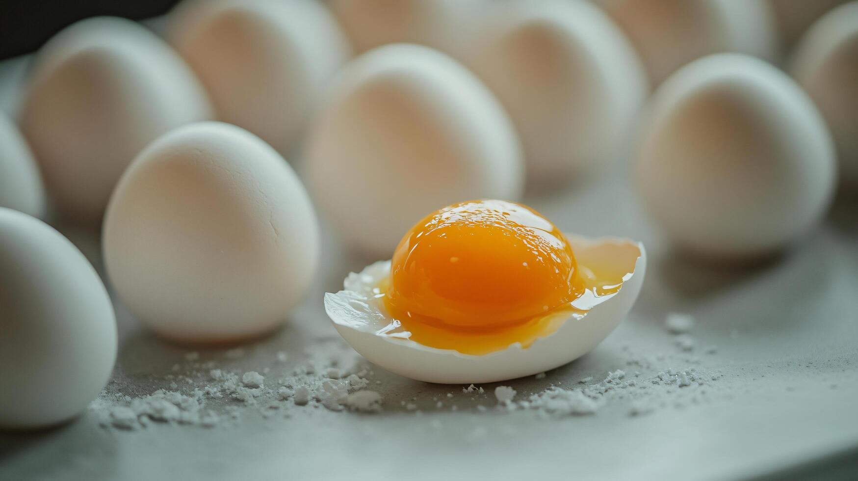 Unbroken egg surrounded by whole eggs on surface photo