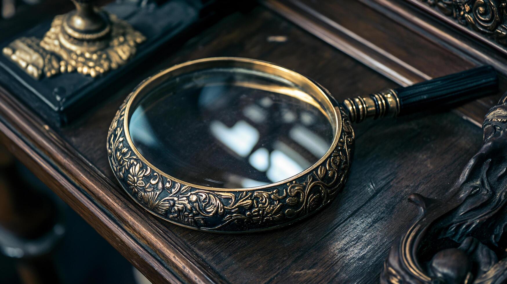 Elegant magnifying glass with intricate floral design photo