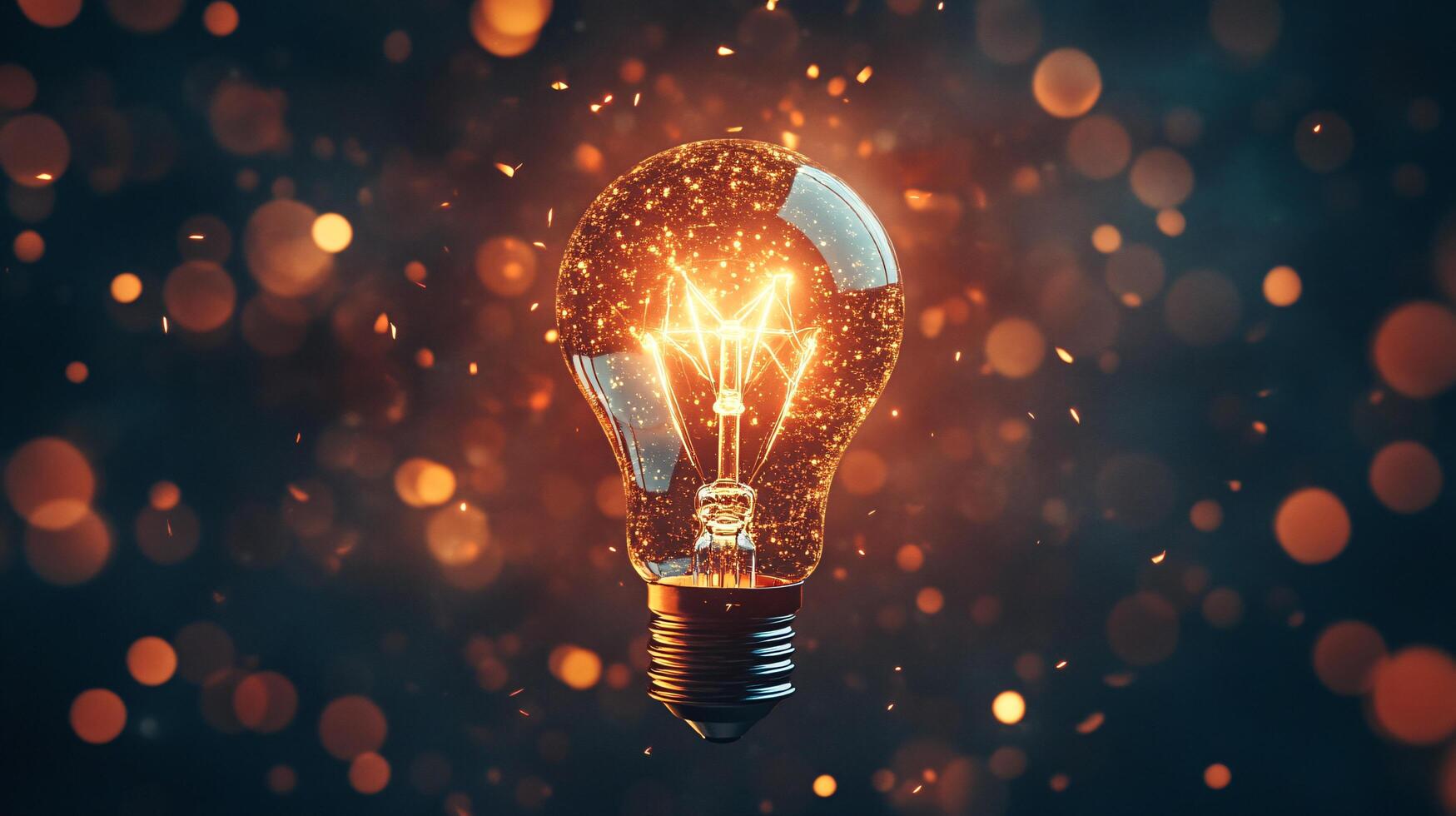 Sparks around a brilliantly glowing incandescent bulb. photo