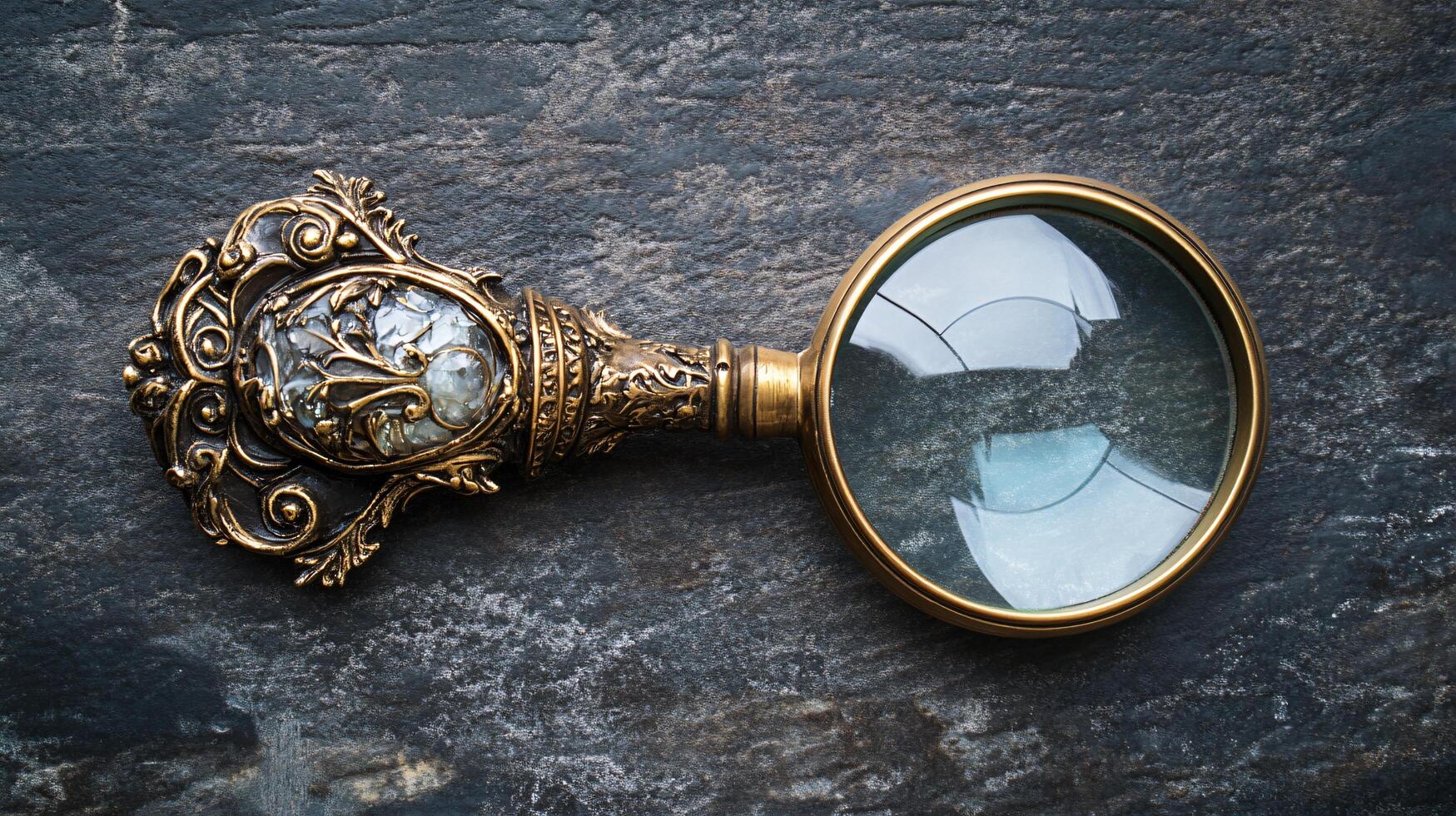 Decorative magnifier with artistic oval design handle photo
