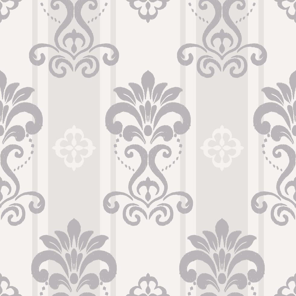 Monochrome grey classic floral stripes pattern. Classic chintz floral motif seamless pattern. Classic floral stripes pattern use for fabric, textile, home decoration elements, upholstery, etc. vector
