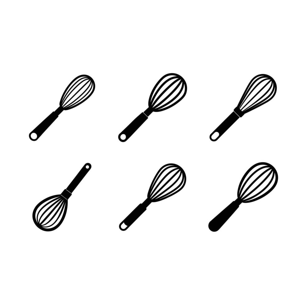 Whisk Icon and Linocut Silhouette Design vector