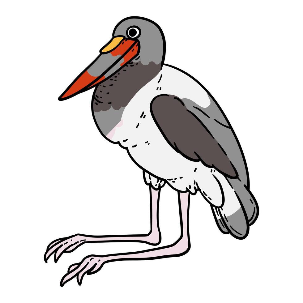 stork bird hand drawing illustration for logo mascot icon template design etc vector