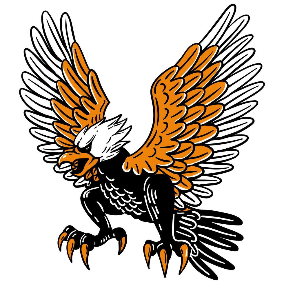 eagle bird hand drawing illustration for logo mascot icon template design etc vector