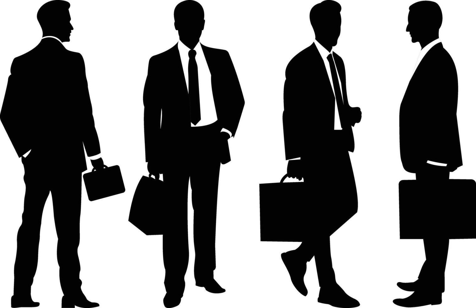 silhouettes of business men with briefcases vector