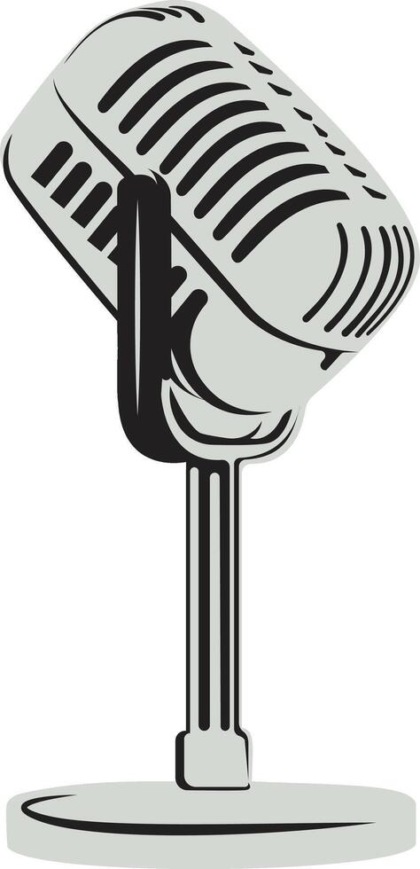 a retro microphone on a stand with a white background vector