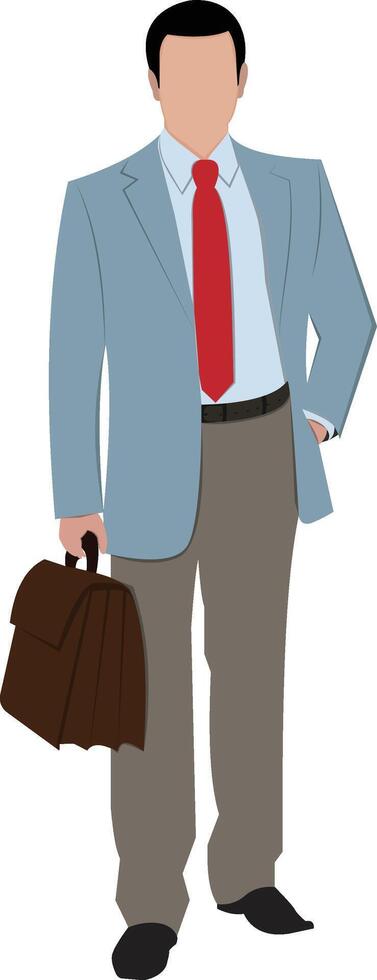 A businessman in a traditional outfit holding a briefcase and standing illustration vector