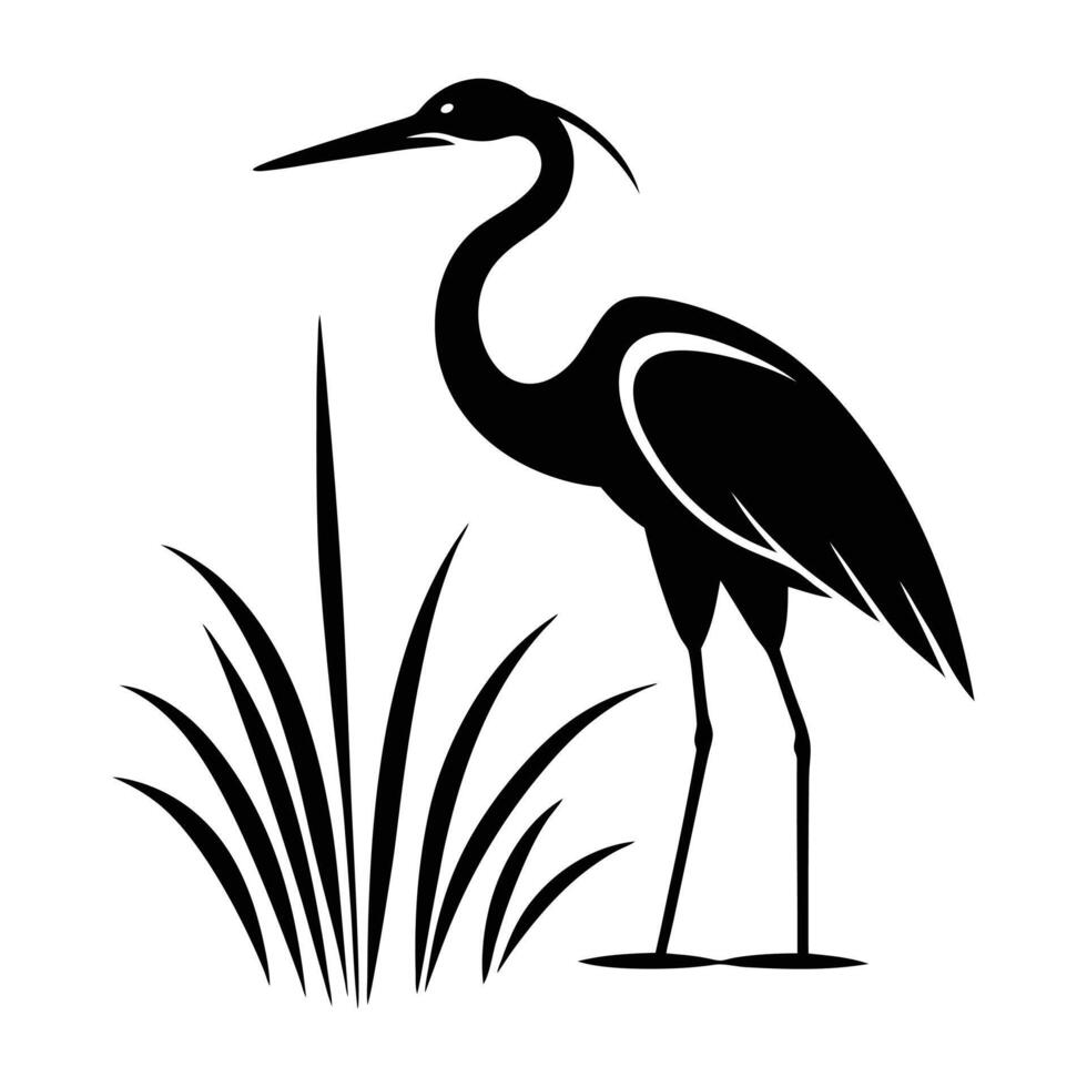 Heron black and white logo. vector