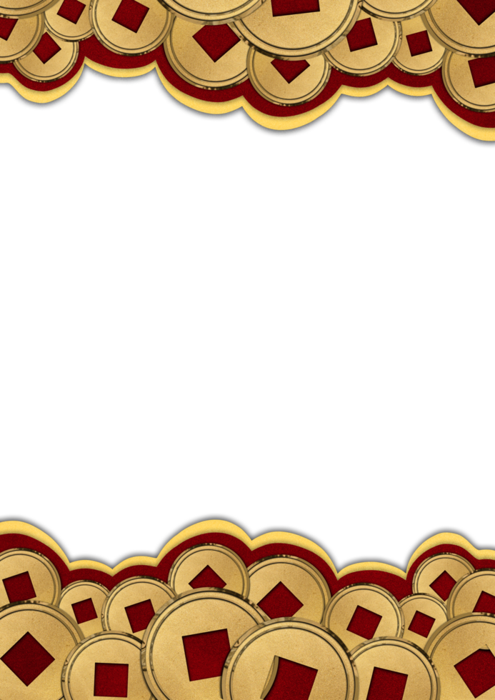 Golden Coins frame and Prosperity Chinese New Year Celebration background png