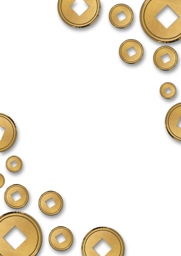 Golden Chinese New Year Coins Decoration for Prosperity png