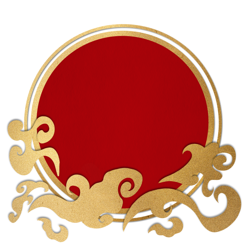 Chinese New Year Oriental Frame with Red Cloud Motifs png
