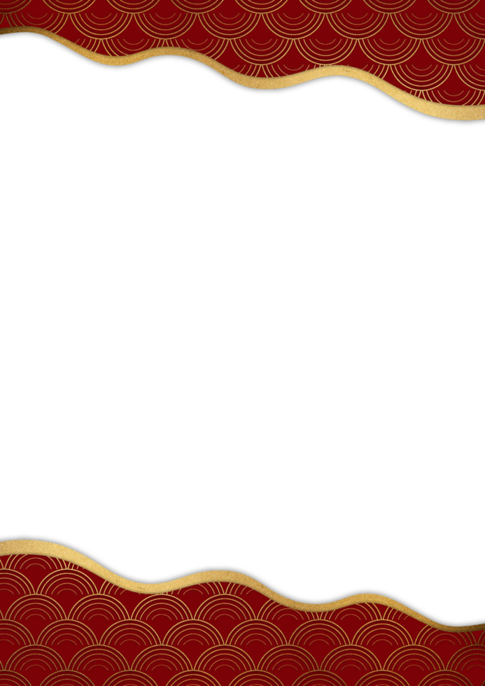 Elegant Chinese New Year Frame Red Wave Patterns png