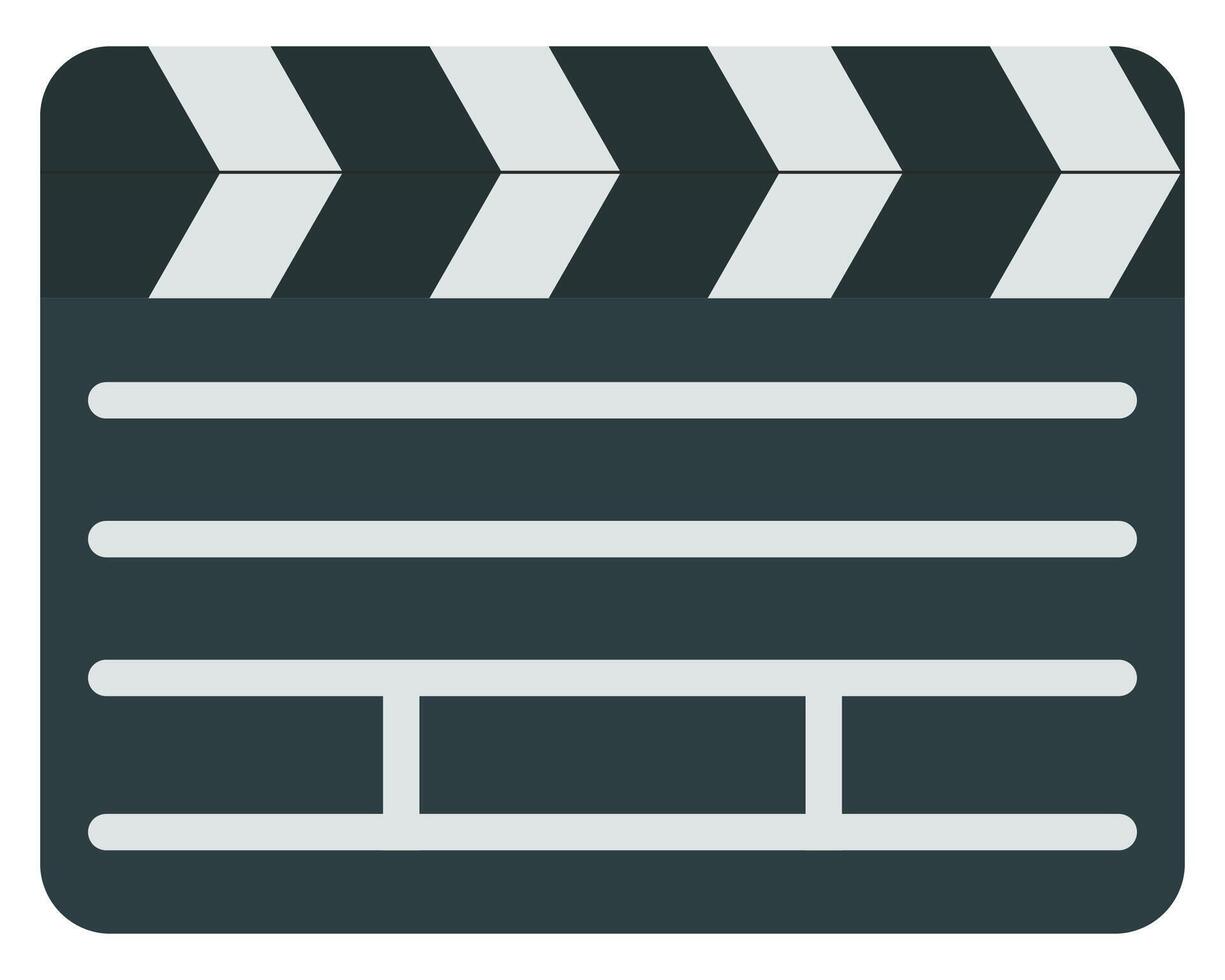 Black clapper board flat icon isolated on white background. vector