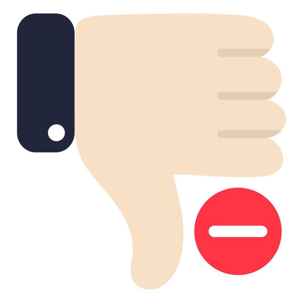Thumbs down hand flat icon isolated on white background. vector