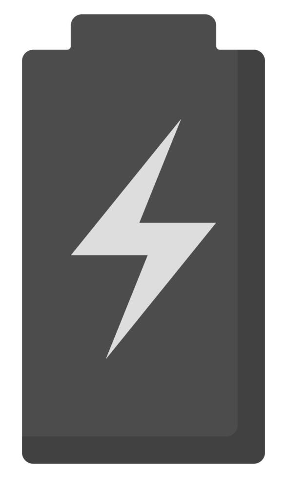 Black battery charging flat icon isolated on white background. vector