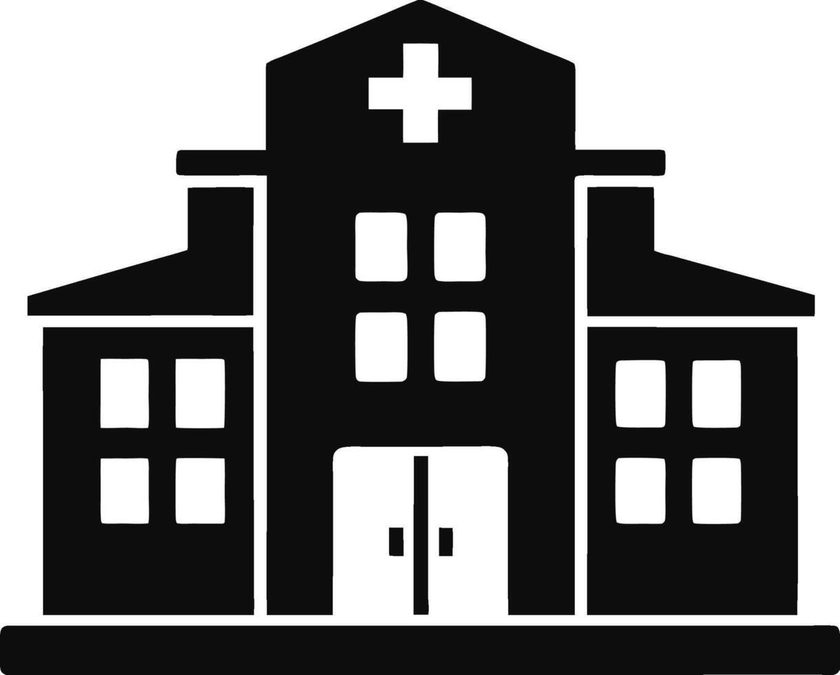 Hospital building simplified silhouettes. vector