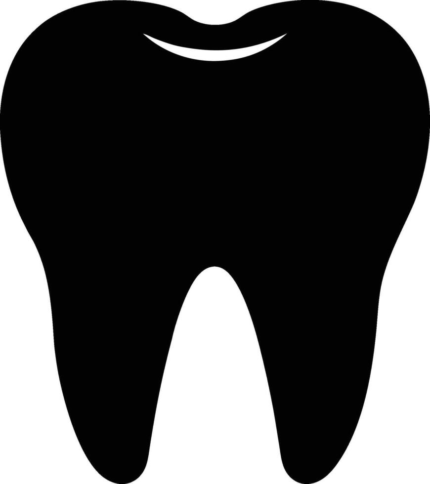 Tooth silhouette dental icon black and white minimalist design. vector