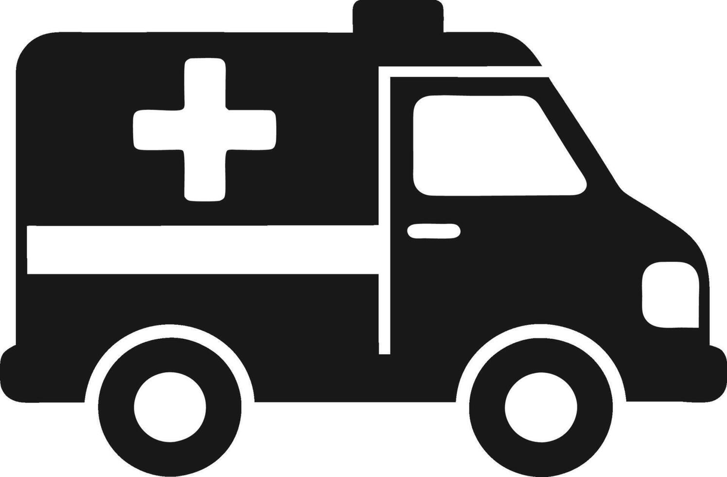 Ambulance icon black and white silhouette. vector