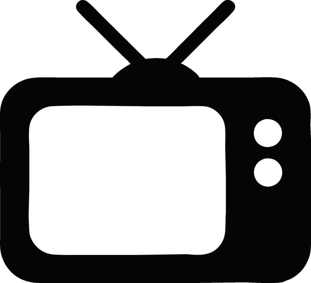 Television icon retro TV set black silhouette minimalist design. vector