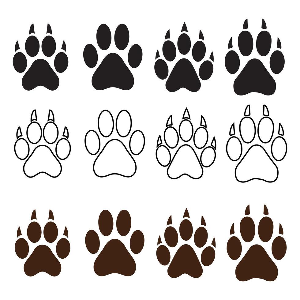 animal paw prints set of paw prints illustration vector
