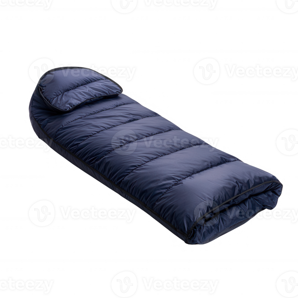 A comfortable navy sleeping bag for camping and outdoor adventures. png