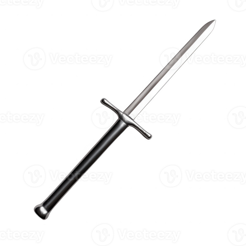 A detailed image of a shiny sword showcasing craftsmanship and design. png
