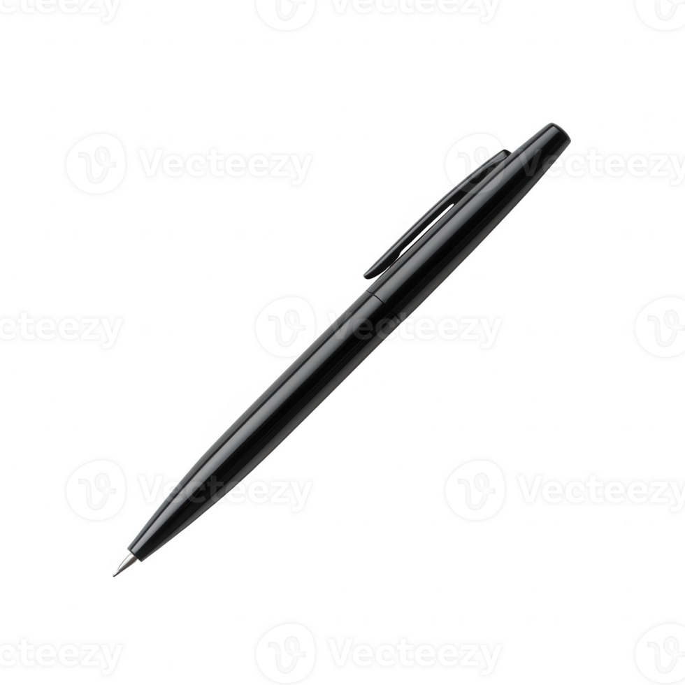 A sleek black pen isolated on a clean background, perfect for business settings. png