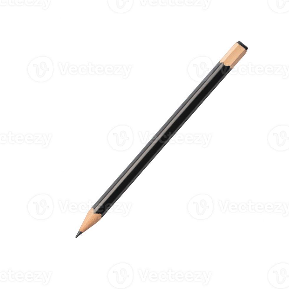 A sleek black pencil ideal for sketching and writing in various artistic settings. png
