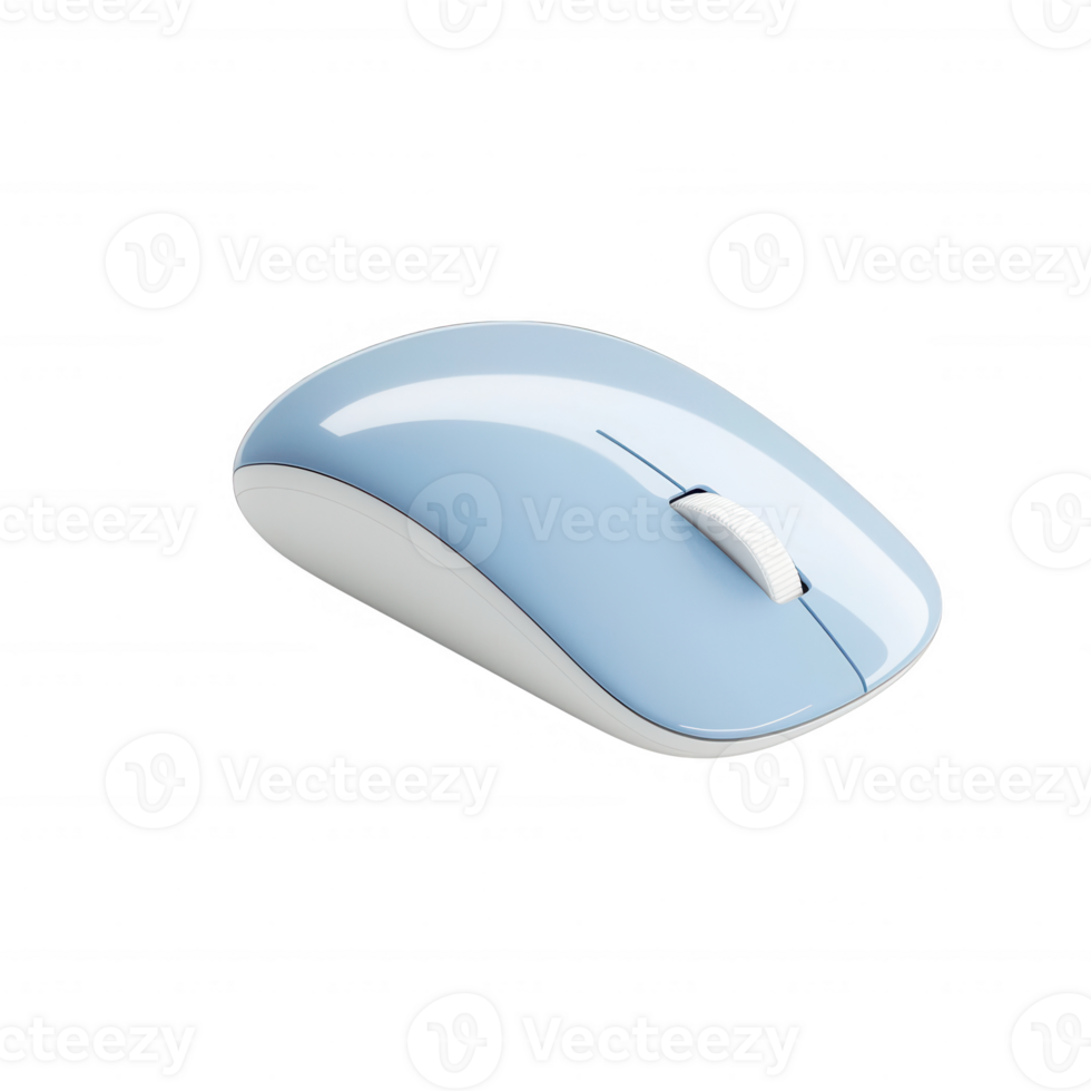 A sleek blue computer mouse on a white background, perfect for tech themes. png