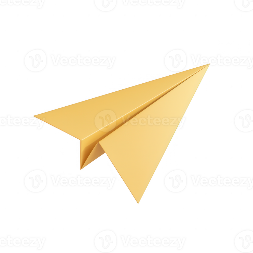 A sleek golden paper airplane symbolizing creativity and innovation. png