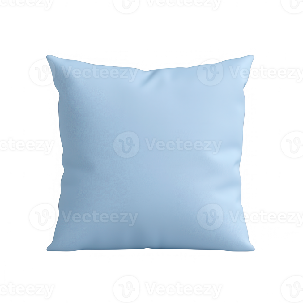 A soft, blue decorative pillow that adds comfort to any living space. png