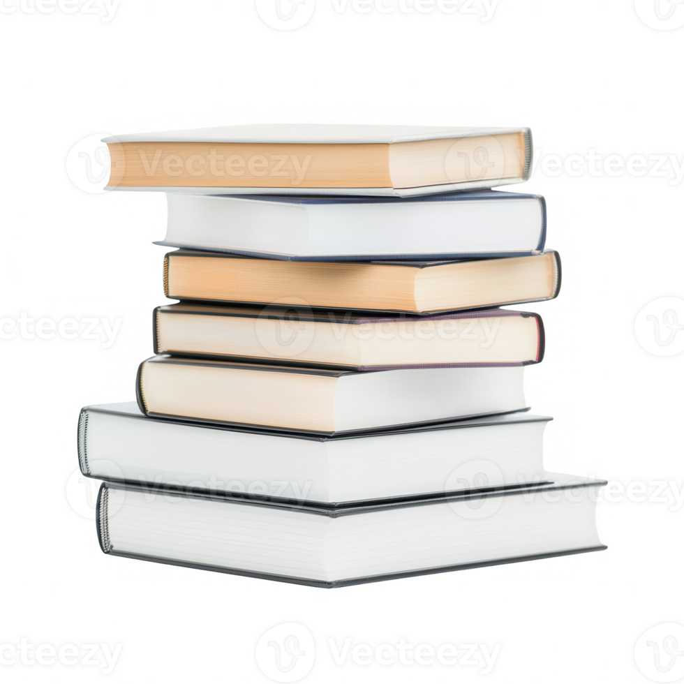 A stack of neatly arranged books showcasing knowledge and creativity. png