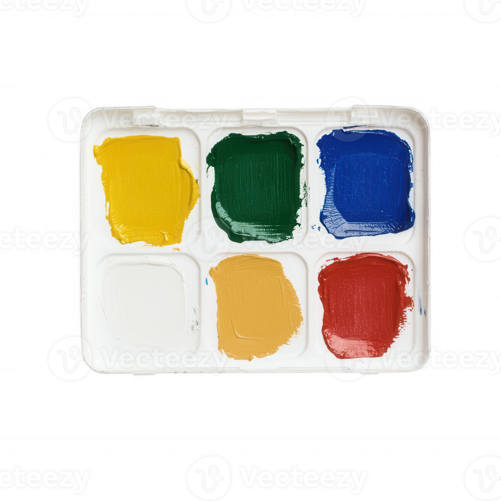 A vibrant palette of paint colors ready for artistic creation and expression. png