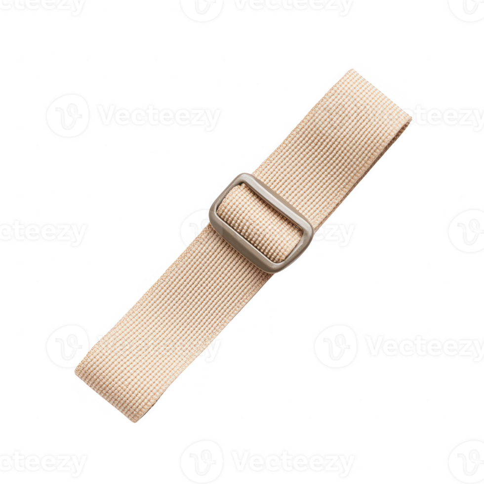 A stylish beige strap with a metal buckle, perfect for accessories or design projects. png
