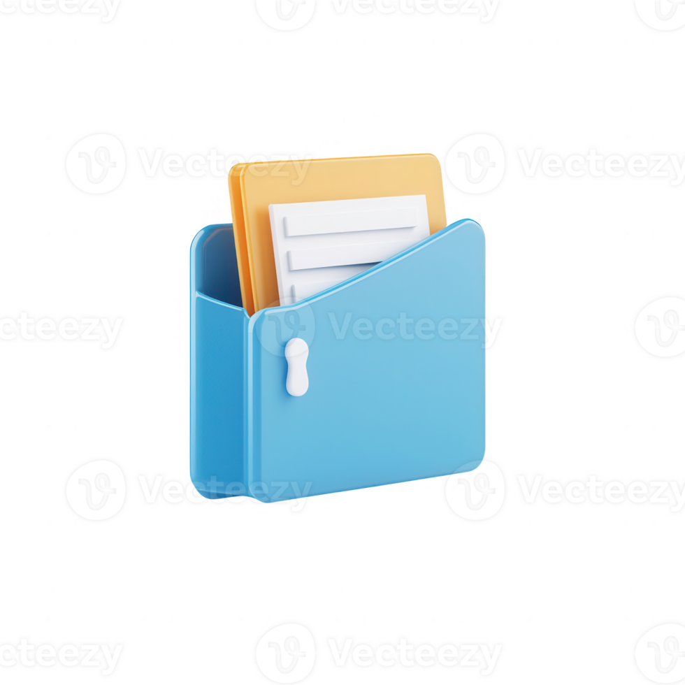 A stylish blue folder holding important documents and papers, perfect for office use. png